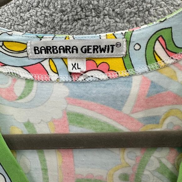 Barbara Gerwit Women's XL Colorful V-Neck Top Paisley Design Fun Bright Vacation - Picture 5 of 10